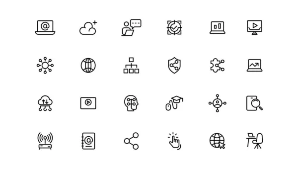 Lineare Icons Sammlung Der Informationstechnologie — Stockvektor
