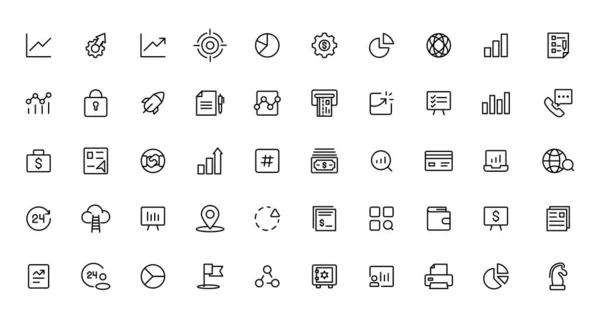 Business Finance Line Icons Set Businessman Outline Icons Collection Money — Archivo Imágenes Vectoriales