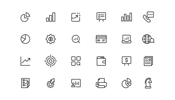 Business Finance Line Icons Set Businessman Outline Icons Collection Money — Vetor de Stock