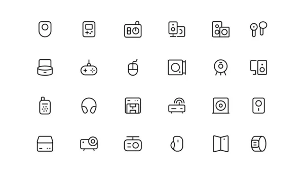 Device Technology Line Icon Set Electronic Devices Gadgets Computer Equipment — Image vectorielle