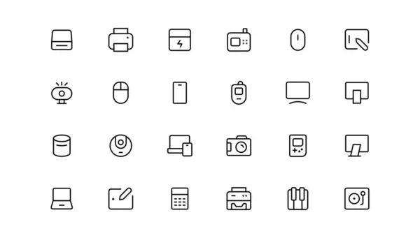 Device Technology Line Icon Set Electronic Devices Gadgets Computer Equipment — Stockový vektor