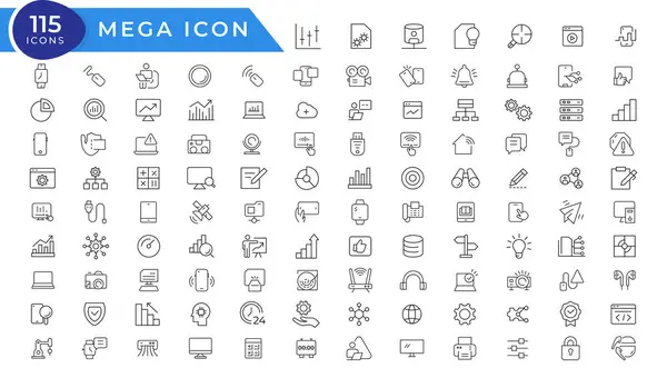 Vektör düz çizgi Icons Set ofis ve iş