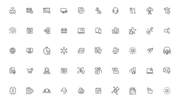 Informationstechnologie Linie Icons Sammlung Großes Symbol Flachem Design Thin Outline — Stockvektor