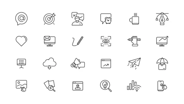 Informationstechnologie Linie Icons Sammlung Großes Symbol Flachem Design Thin Outline — Stockvektor