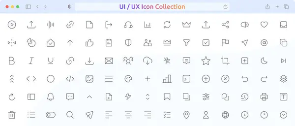 Mega set ui ux ikon seti. Kullanıcı arayüzü simge koleksiyonu. Kullanıcı simgesi düz çizgi deisgn 'e ayarlandı. İnce taslak simgeler paketi. Piksel mükemmel. 64 x 64