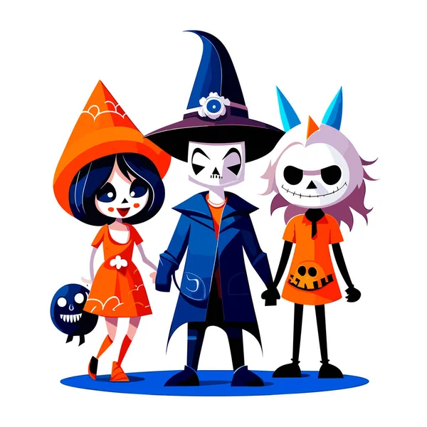 Costumi Spaventosi Halloween Illustrazione Cartone Animato — Vettoriale Stock