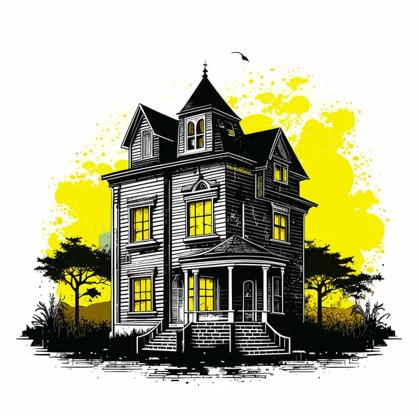 Spookhuis Halloween Illustratie — Stockfoto