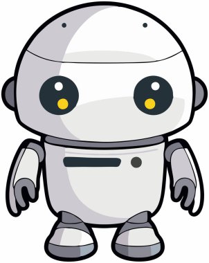 Minimal Robot Çıkartması. Beyaz arkaplan
