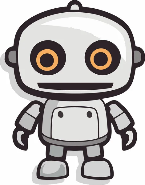 Minimal Robot Sticker Weißer Hintergrund — Stockvektor