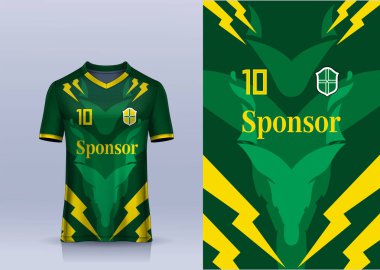 Spor tişörtü için kumaş tekstil tasarımı futbol kulübü için futbol forması modeli. üniforma ön görünümü.