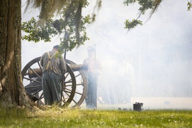 2023 'te Louisiana' daki Port Hudson 'da iç savaş canlandırması. Yüksek kalite fotoğraf