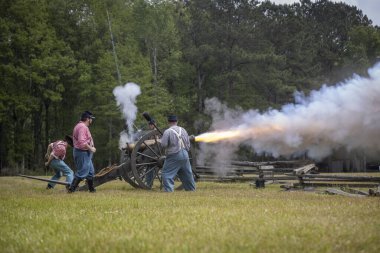 2023 'te Louisiana' daki Port Hudson 'da iç savaş canlandırması. Yüksek kalite fotoğraf