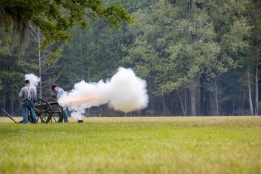 2023 'te Louisiana' daki Port Hudson 'da iç savaş canlandırması. Yüksek kalite fotoğraf