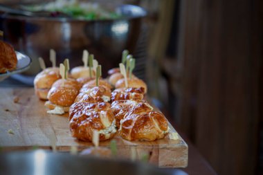 Düğün veya parti atıştırmalıkları ve yiyecekler. Yüksek kalite fotoğraf