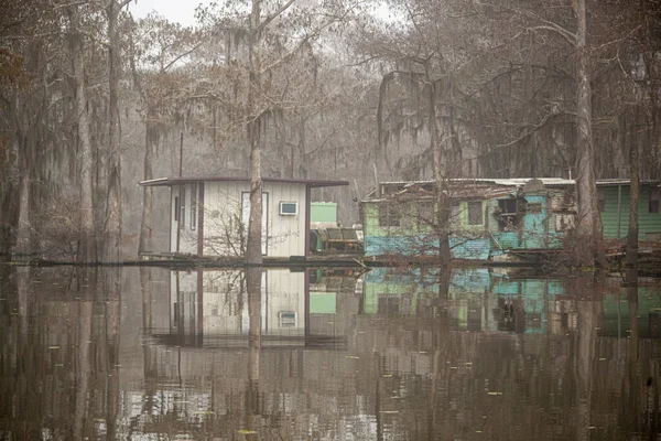 Old Cajun Houseboat Atchafalaya Swamp Basin High Quality Photo — Stock Photo, Image