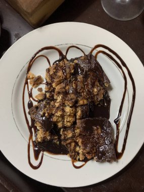 Badem ve jöleli çikolatalı çöl. Yüksek kalite fotoğraf