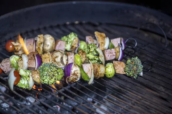 Grillad Kyckling Och Grönsakssoppa Kebab Högkvalitativt Foto — Stockfoto