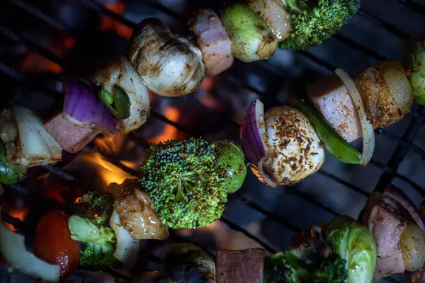 Grillad Kyckling Och Grönsakssoppa Kebab Högkvalitativt Foto — Stockfoto