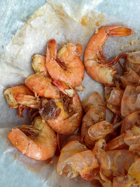 Delicious Boiled Shrimp Dinner Sides High Quality Photo — Stock Photo, Image
