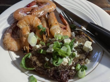 Lezzetli kaynatılmış karides yemeği. Yüksek kalite fotoğraf