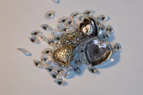 Διαμάντια Και Κοσμήματα Καρδιά Μακροεντολή Υψηλής Ποιότητας Φωτογραφία — Φωτογραφία Αρχείου