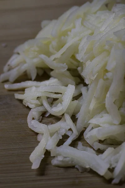 Shredded Hash Browns Plated Blue Plate High Quality Photo — Stock Photo, Image