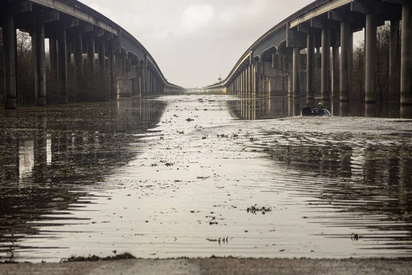 阿查法拉亚桥横跨阿查法拉亚沼泽 高质量的照片 — 图库照片
