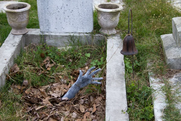 Cemitério Assustador Com Sino Morte Foto Alta Qualidade — Fotografia de Stock