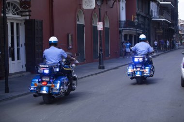 New Orleans 'ta motosikletli polisler. Yüksek kalite fotoğraf