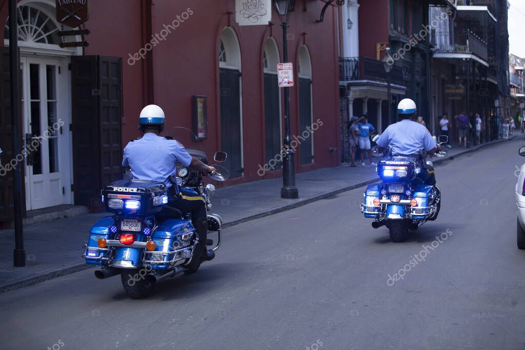 Motorcycle cops in New Orleans. High quality photo