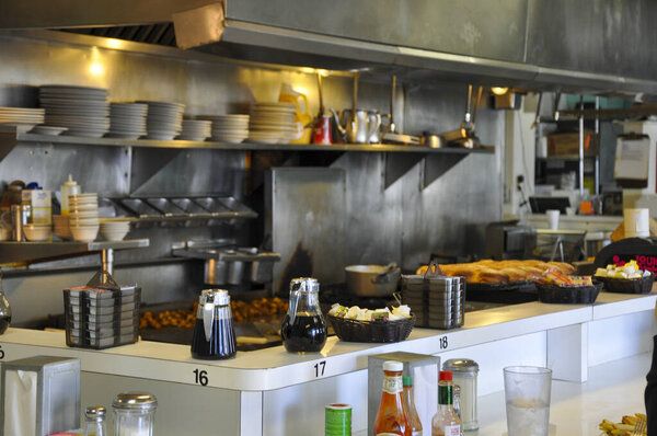Interior burger shack retro kitchen. High quality photo
