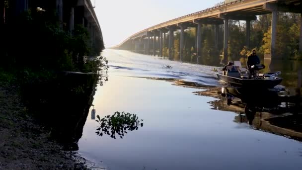 Pont Marécageux Atchafalaya Coucher Soleil Louisiane Images Haute Qualité — Video