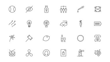 İnce çizgi ağ simgesi seti, basit taslak simge koleksiyonu, Piksel Mükemmel simgeler, Basit vektör illüstrasyonu