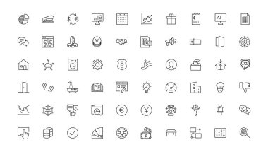 İnce çizgi simgeleri ayarlandı. İnce çizgi basit dış hat simgeleri, Piksel Mükemmel simgeler