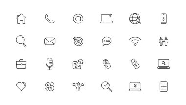 Popüler İnce çizgi simgesi seti. İnce Çizgi Özet Simgesi. Vektör illüstratosu 