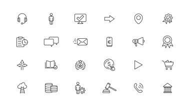 Popüler İnce çizgi simgesi seti. İnce Çizgi Özet Simgesi. Vektör illüstratosu 