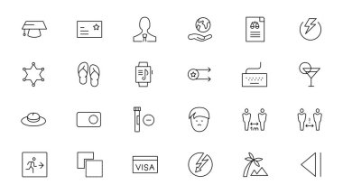 İnce çizgi ağ simgesi seti, basit taslak simge koleksiyonu, Piksel Mükemmel simgeler, Basit vektör illüstrasyonu