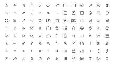 Ui UX simgesi seti, Web ve mobil kullanıcı arayüzü simgesi koleksiyonu. Taslak simgesi