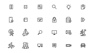 İş ve takım çalışması simgeleri ayarlandı. İş adamı ikon koleksiyonunu özetliyor. Para, yatırım, takım çalışması, toplantı, ortaklık, toplantı, çalışma başarılı. 