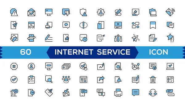 Internet Icon Set Containing Online Computer Network Website Server Web — Stock Vector