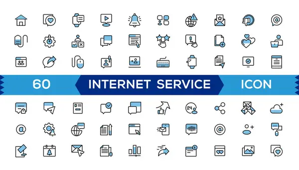 Internet Icon Set Containing Online Computer Network Website Server Web — Stock Vector