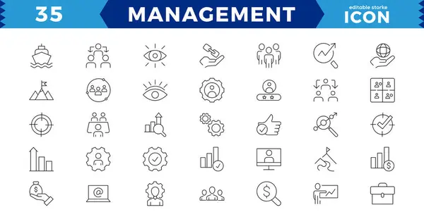 Business Management Line Icons Set Web Icons Line Style Career — Stock Vector