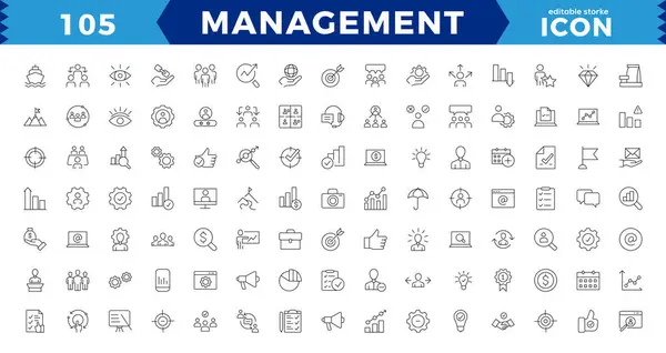 Business Management Line Icons Set Web Icons Line Style Career — Stock Vector