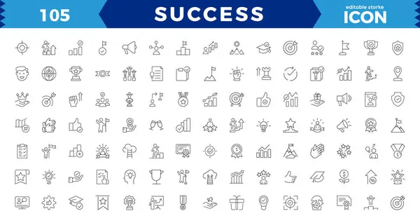 Success Growth Editable Icons Set Vector Illustration Modern Thin Line — Stock Vector