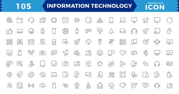 Information Technology Icon Set Containing Cloud Computing Manager Big Data — Stock Vector