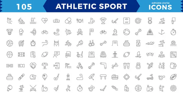 Simple Set Athletic Sport Related Vector Line Icons Содержит Такие — стоковый вектор