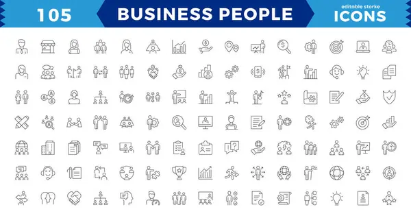 Biznesmeni Pixel Doskonałe Ikony Zarys Ikony Kolekcji Businessman Zarys Ikony — Wektor stockowy