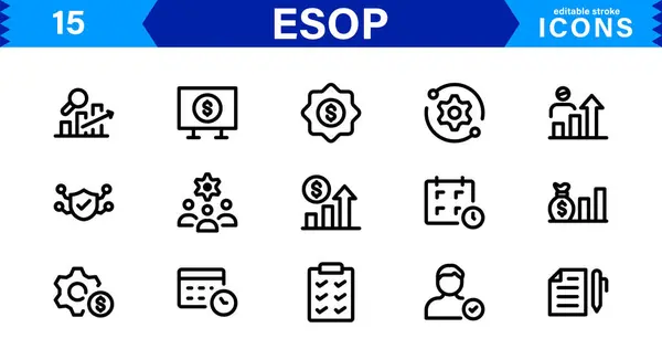 Modern ESOP Simgeleri - Yüksek Kalite Maliye, Şirket Planları ve Çalışanlık Projeleri Grafikleri
