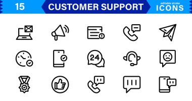 Profesyonel & Yaratıcı Müşteri Simgeleri Destekliyor. Geribildirim, Çağrı Merkezleri, CRM, Yardım Masası ve Müşteri Hizmeti Projeleri için Minimalist Tasarımlar