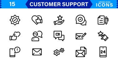 Profesyonel & Yaratıcı Müşteri Simgeleri Destekliyor. Geribildirim, Çağrı Merkezleri, CRM, Yardım Masası ve Müşteri Hizmeti Projeleri için Minimalist Tasarımlar